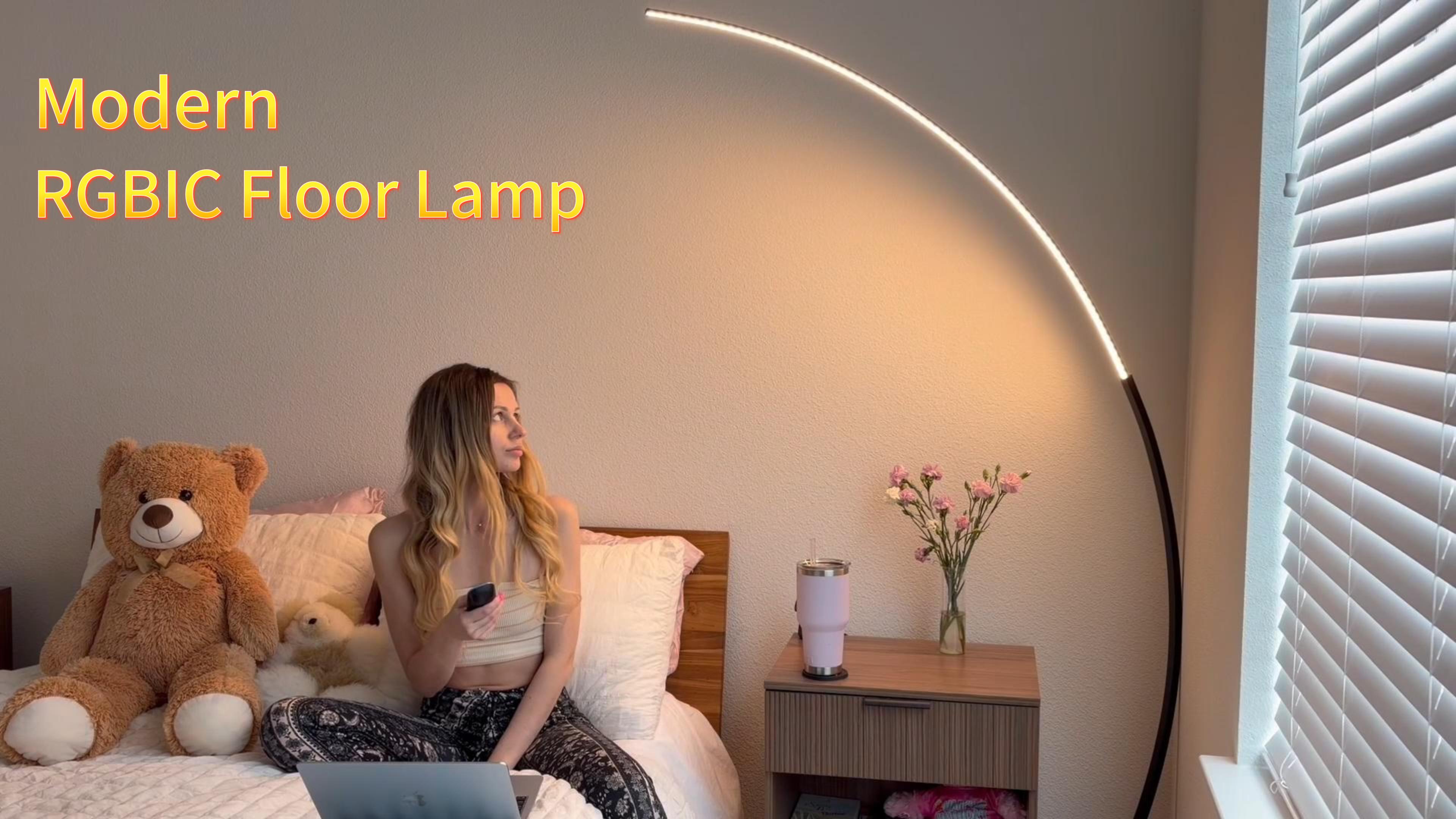 RGB Floor Lamp with 3 Color Temperatures, Ultra Bright 1800LM